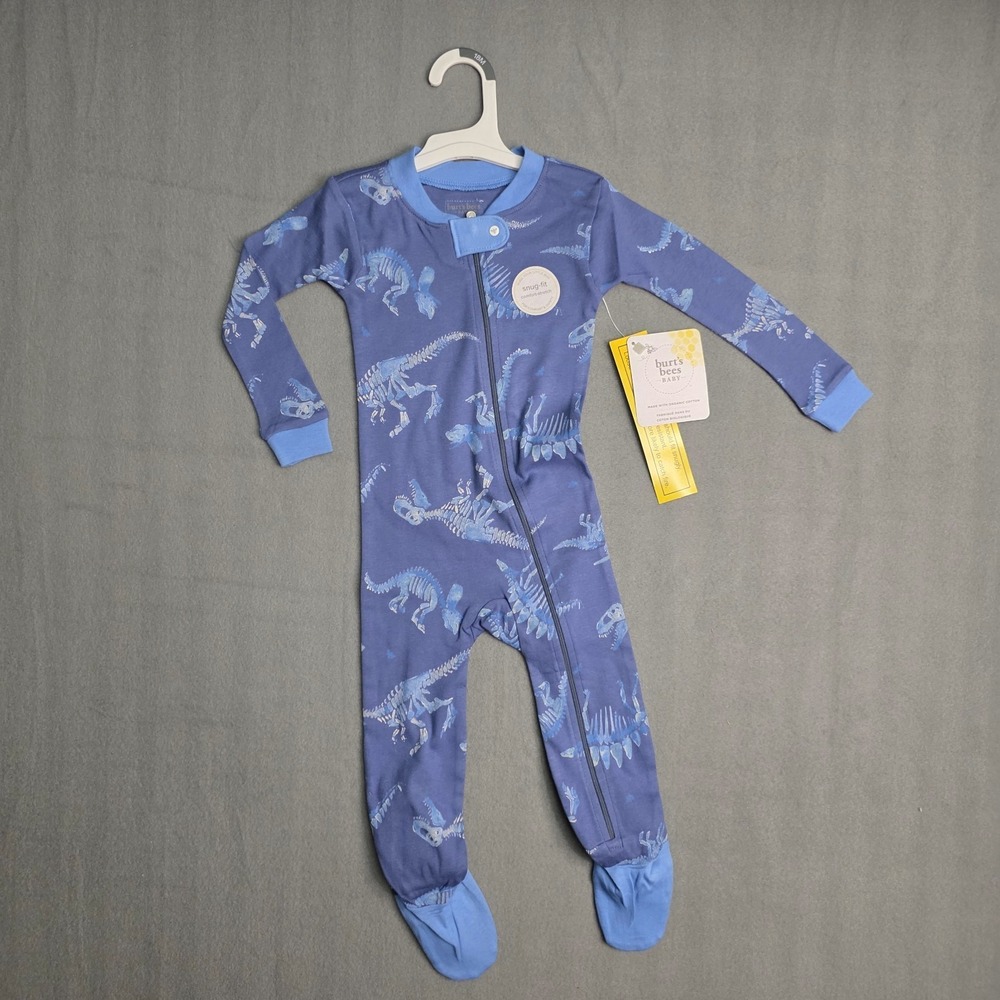 Burts Bees Dinosaur Print Footie Zip-Up One Piece PJ's Organic Cotton 18 months